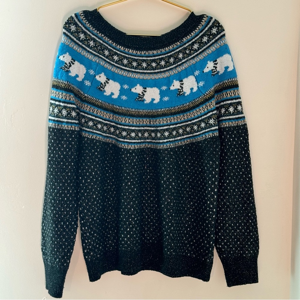 Fairisle Holiday Christmas Sweater with Polar Bears